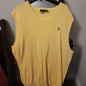 Polo by Ralph Lauren V-Neck Yellow Sleeveless Sweater